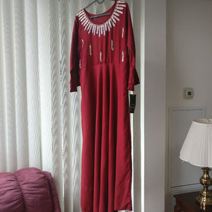 Maroon Floor Length Dress  | Size : L